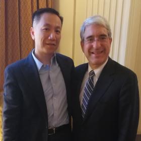 David Wu ’94 with President Peter Salovey ’86 PhD.