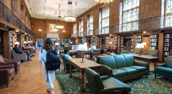 Yale students visit the newly restored L&B Room